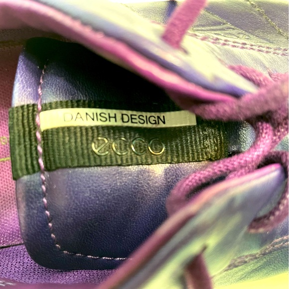 Ecco Shoes Womens 6.5 EU 37 Purple Leather Lace Up Sneaker - Picture 6 of 13